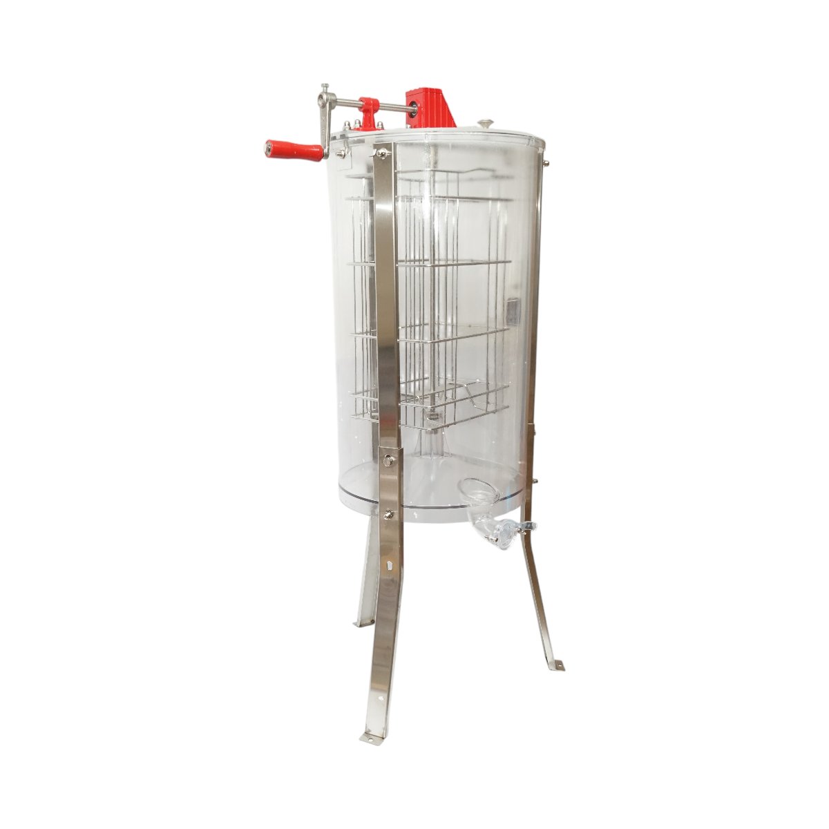 Centrifuga manuala apicola, extractor miere transparent cu 2 rame